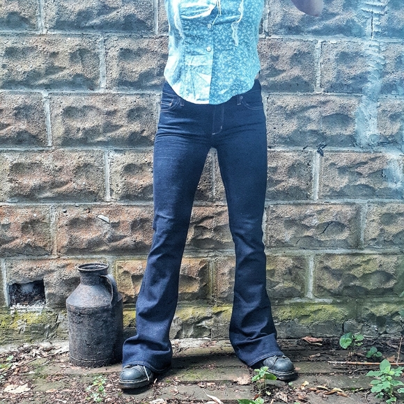 vintage y2k abercrombie dark wash bell bottoms - Picture 3 of 13